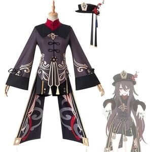 XL Genshin Impact Hu Tao Dress Uniform Outfit Cosplay Costume Set